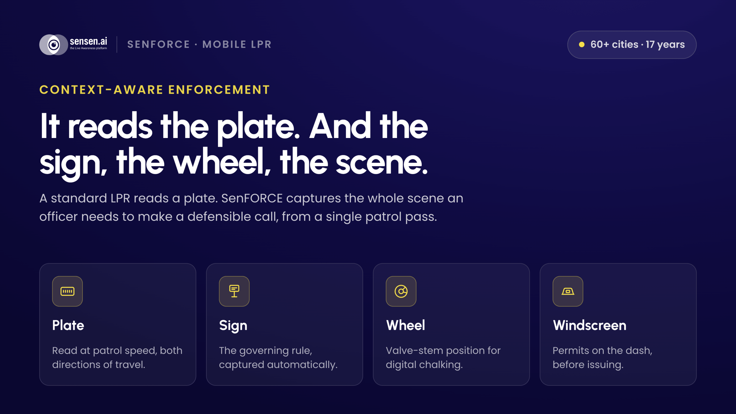 Most LPR Systems Read the Plate. SenFORCE Reads the Scene.